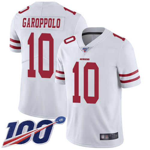 San Francisco 49ers Limited White Men 10 Jimmy Garoppolo Road NFL Jersey 100th Season Vapor Untouchable